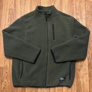 Eddie Bauer Fleece Jacket Men Large Green Full Zip Outdoor Coat Spruce‎